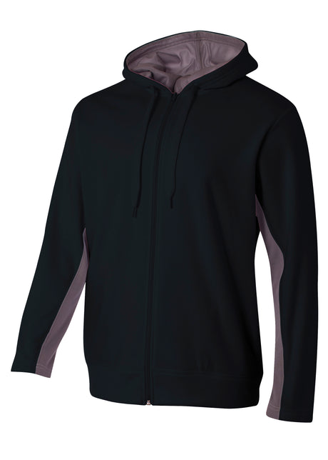 A4 Mens Full Zip Color Block Fleece Hoodie A4
