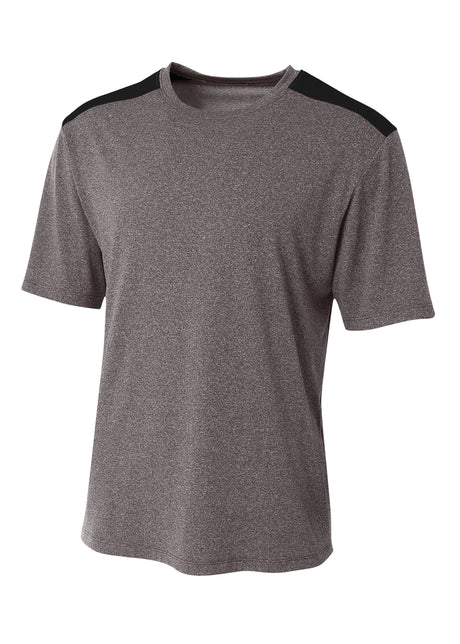 A4 Mens Tourney Heather Short Sleeve Color Block A4