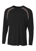 A4 Mens Spartan Long Sleeve Color Block Crew A4