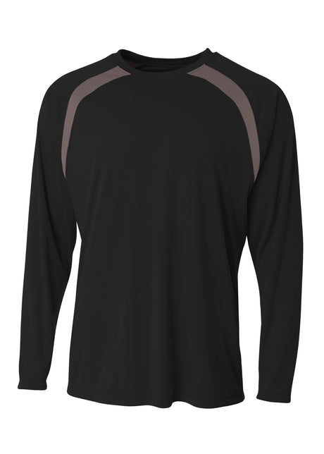 A4 Mens Spartan Long Sleeve Color Block Crew A4