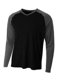 A4 Mens Long Sleeve Strike Raglan Tee A4