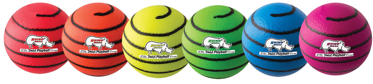 Champion Sports 6.3 Inch Rhino Skin Medium Bounce Neon Swirl Ball Set Champion Sports