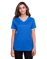 Devon & Jones Ladies' CrownLux Performance™ Plaited Tipped V-Neck Polo Devon & Jones