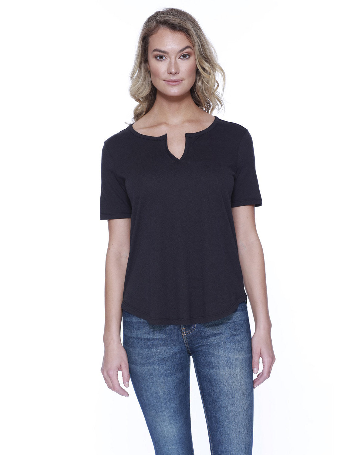 StarTee Ladies' 4.3 oz., CVC Slit V-Neck T-Shirt StarTee