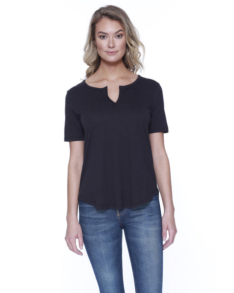 StarTee Ladies' 4.3 oz., CVC Slit V-Neck T-Shirt StarTee