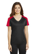 Sport-Tek Women's   PosiCharge   Competitor   Sleeve-Blocked V-Neck Tee