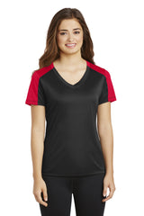 Sport-Tek Women's   PosiCharge   Competitor   Sleeve-Blocked V-Neck Tee