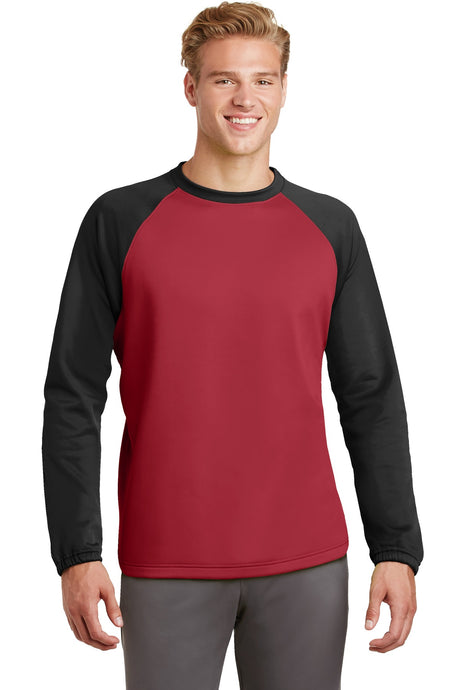 Sport-Tek Men's   Sport-Wick   Raglan Colorblock Fleece Crewneck