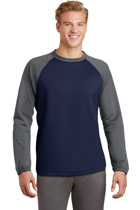 Sport-Tek Men's   Sport-Wick   Raglan Colorblock Fleece Crewneck