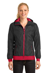 Sport-Tek Women's   Embossed Hooded Wind Jacket