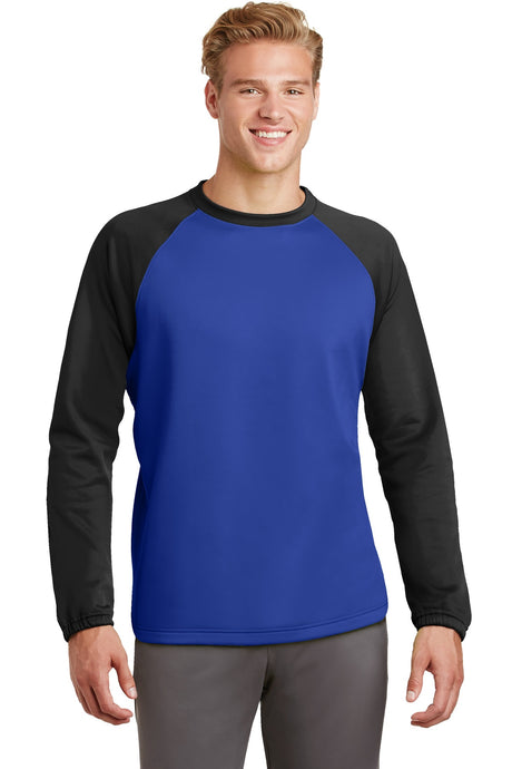 Sport-Tek Men's   Sport-Wick   Raglan Colorblock Fleece Crewneck