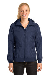 Sport-Tek Women's   Embossed Hooded Wind Jacket