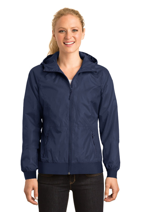 Sport-Tek Women's   Embossed Hooded Wind Jacket