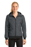 Sport-Tek Women's   Embossed Hooded Wind Jacket