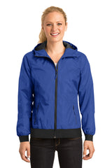 Sport-Tek Women's   Embossed Hooded Wind Jacket
