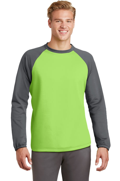 Sport-Tek Men's   Sport-Wick   Raglan Colorblock Fleece Crewneck