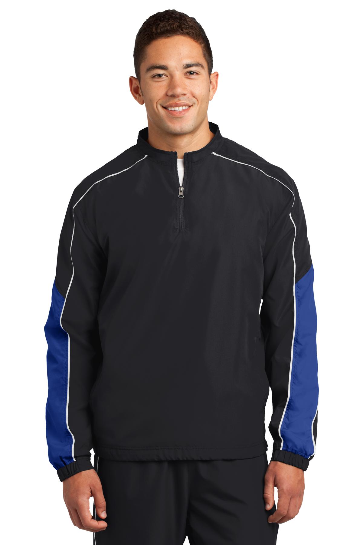 Sport-Tek Men's Piped Colorblock 1/4-Zip Wind Shirt. JST64
