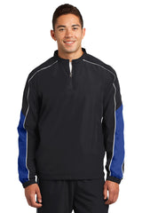 Sport-Tek Men's Piped Colorblock 1/4-Zip Wind Shirt. JST64