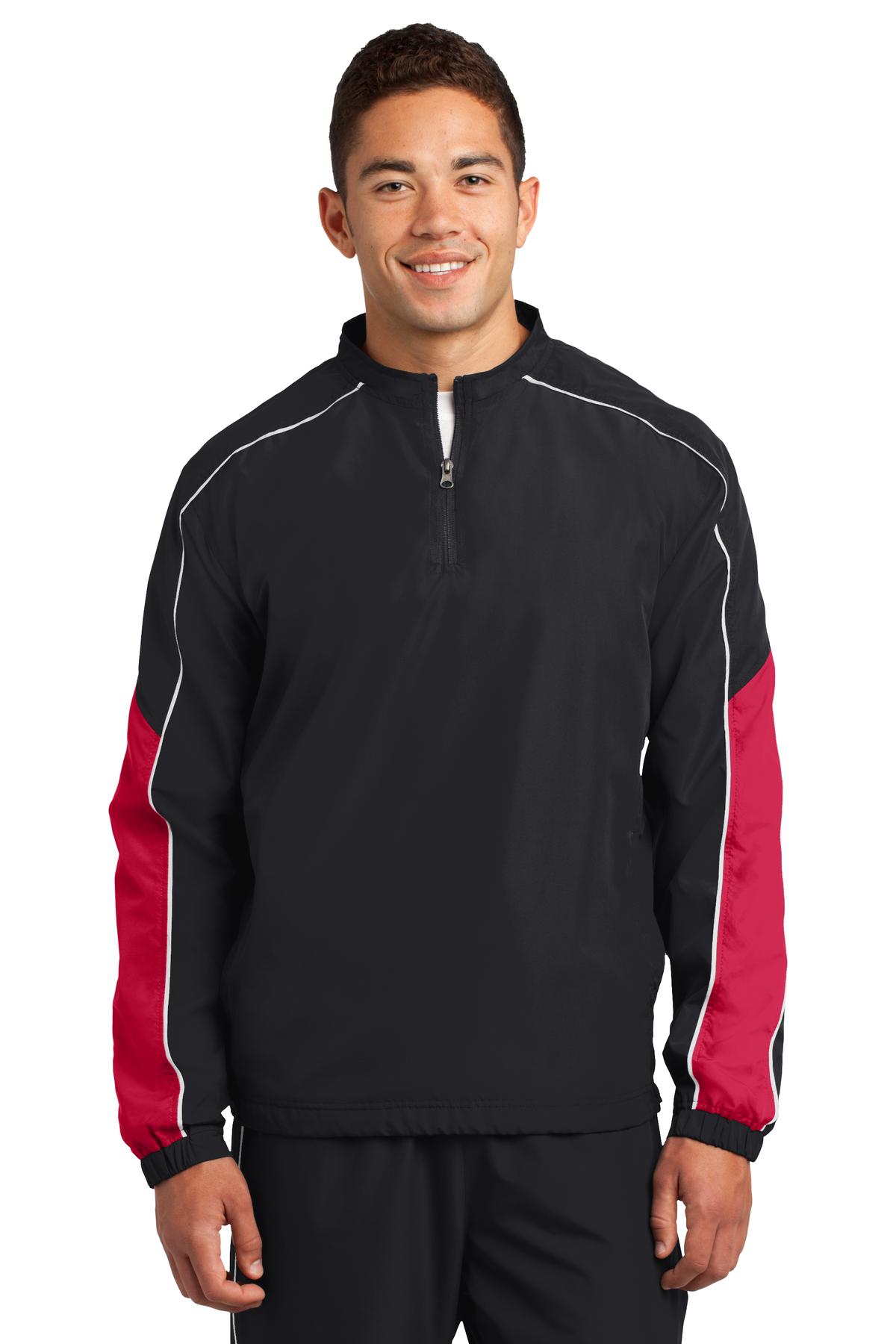 Sport-Tek Men's Piped Colorblock 1/4-Zip Wind Shirt. JST64