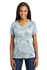 Sport-Tek Women's   CamoHex V-Neck Tee-1