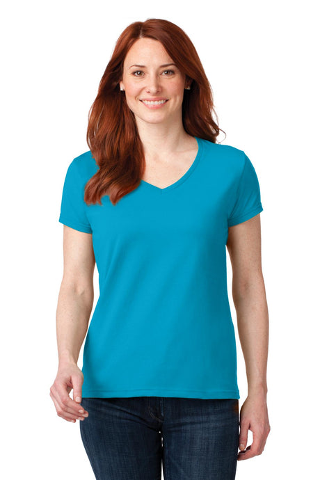 Anvil Women's   100% Combed Ring Spun Cotton V-Neck T-Shirt-1