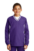 Sport-Tek Youth   Tipped V-Neck Raglan Wind Shirt