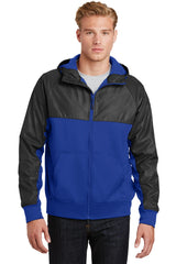 Sport-Tek Men's   Embossed Hybrid Full-Zip Hooded Jacket