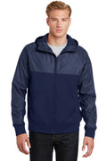Sport-Tek Men's   Embossed Hybrid Full-Zip Hooded Jacket