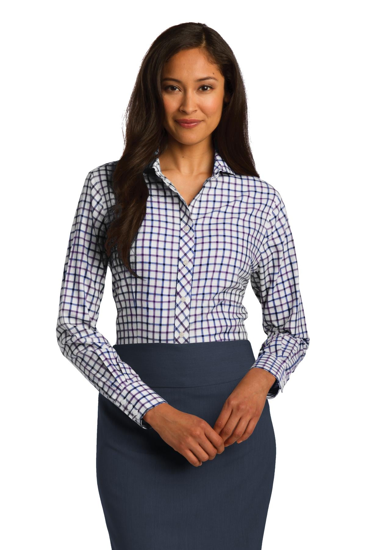 Red House Women's Tricolor Check Non-Iron Shirt. RH75 Red House