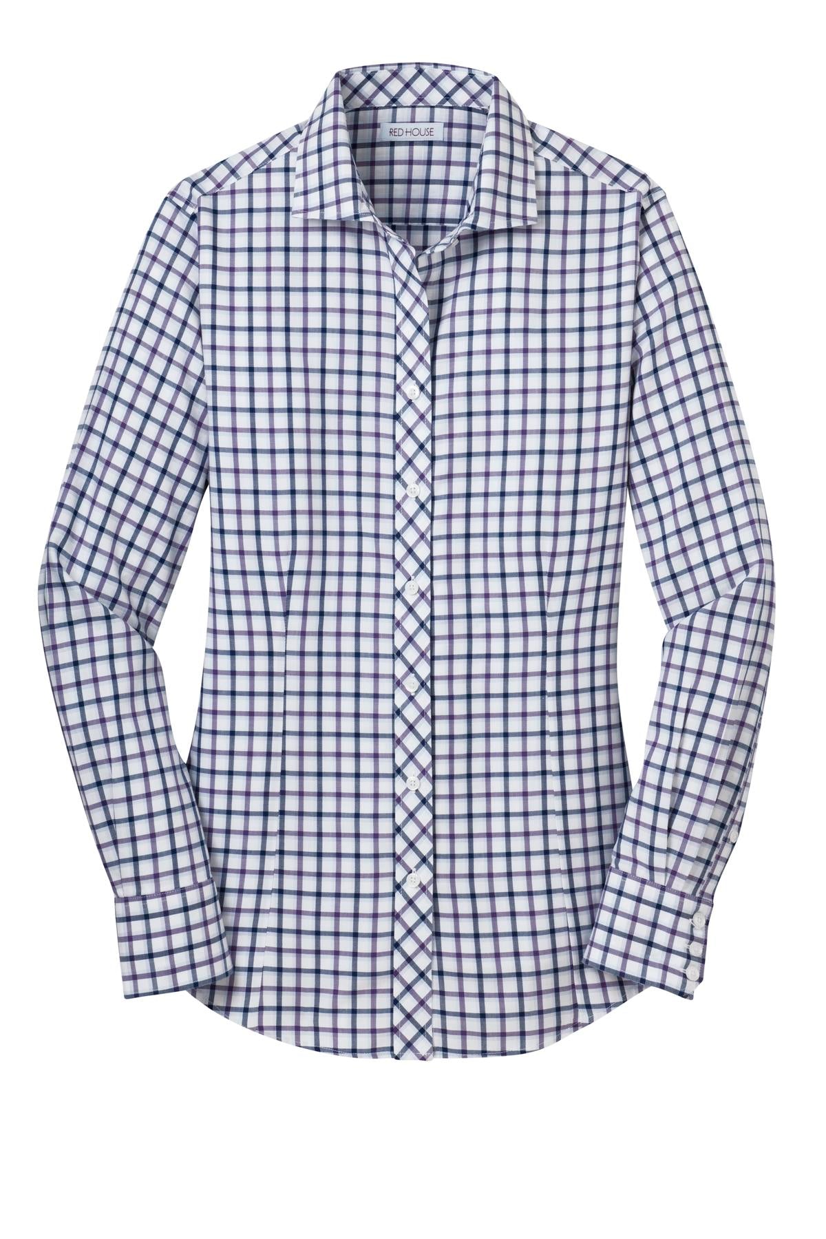 Red House Women's Tricolor Check Non-Iron Shirt. RH75 Red House