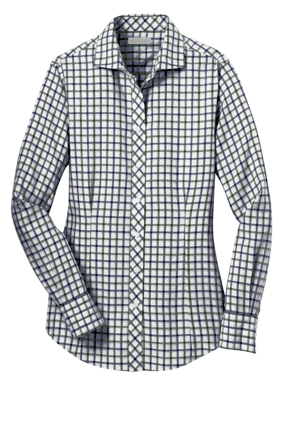 Red House Women's Tricolor Check Non-Iron Shirt. RH75 Red House