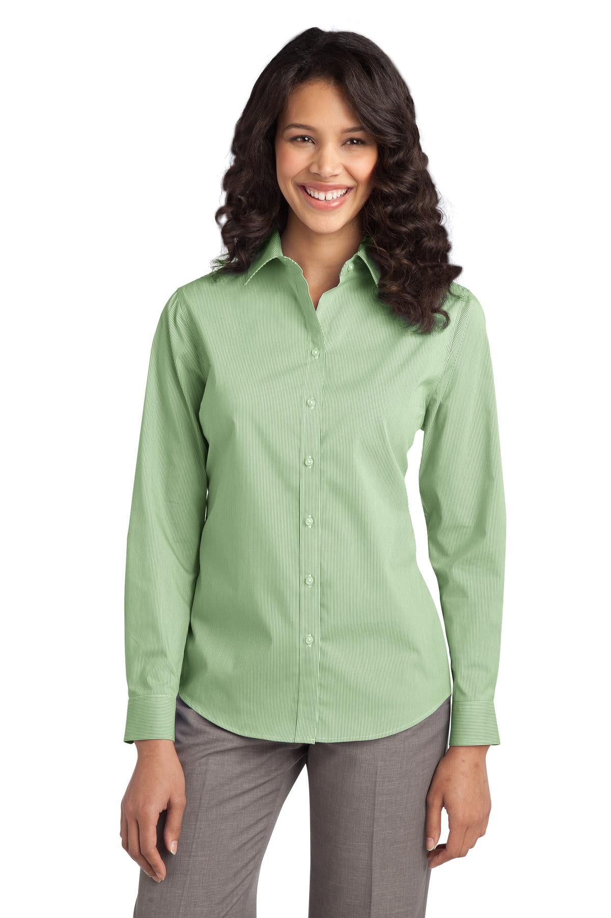 Port Authority Women's   Fine Stripe Stretch Poplin Shirt