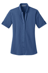 Port Authority Women's   Stretch Pique Button-Front Shirt-3