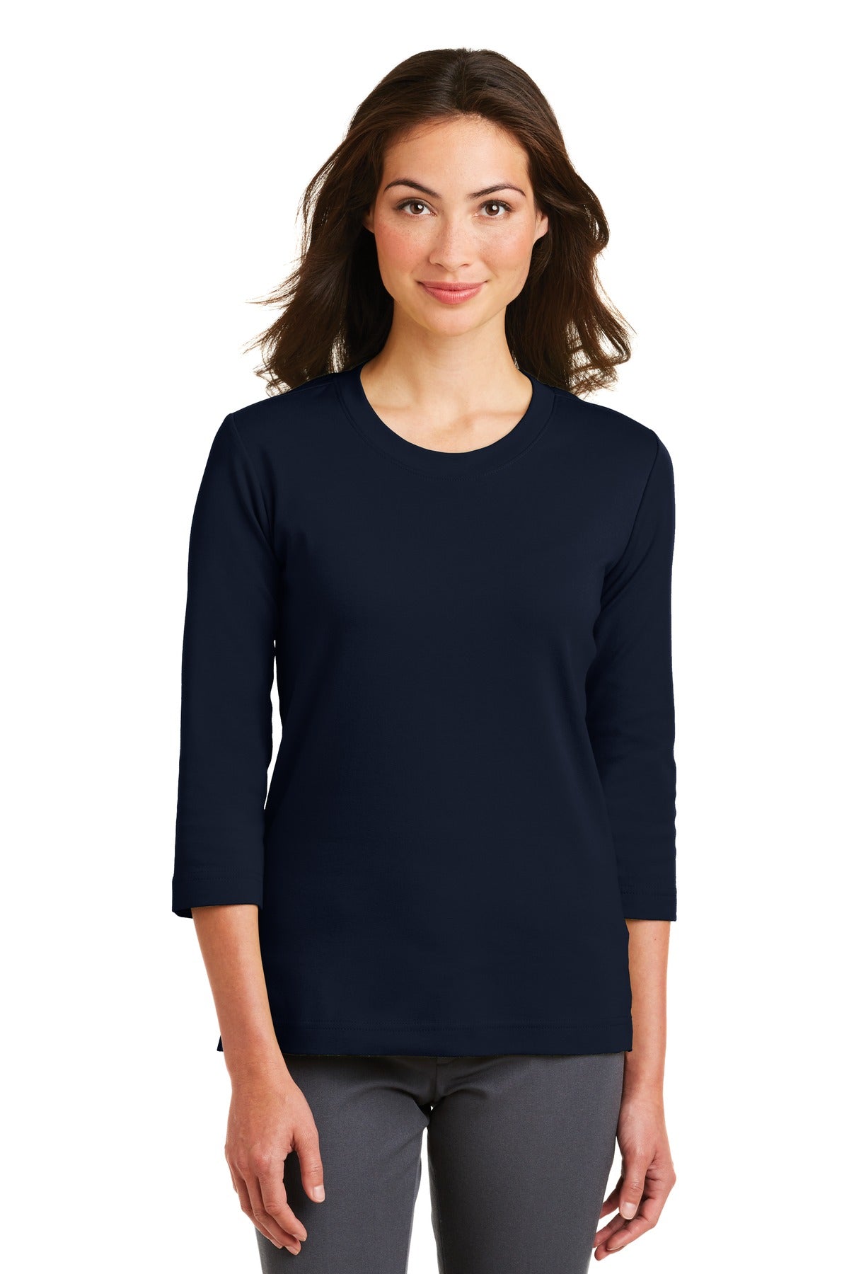 Port Authority ®  Women's Modern Stretch Cotton 3/4-Sleeve Scoop Neck Shirt
