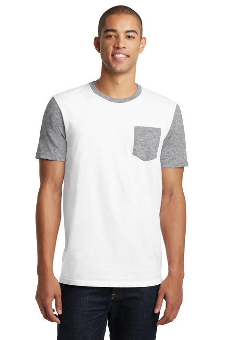 District Juniors Very Important Tee with Contrast Sleeves and Pocket. DT6000 District