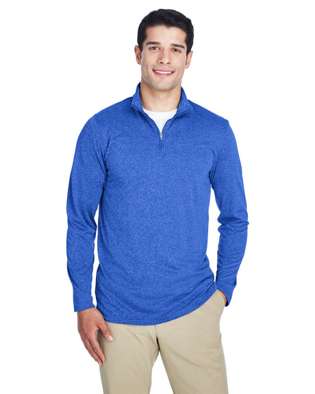 UltraClub Men's Cool & Dry Heathered Performance Quarter-Zip UltraClub