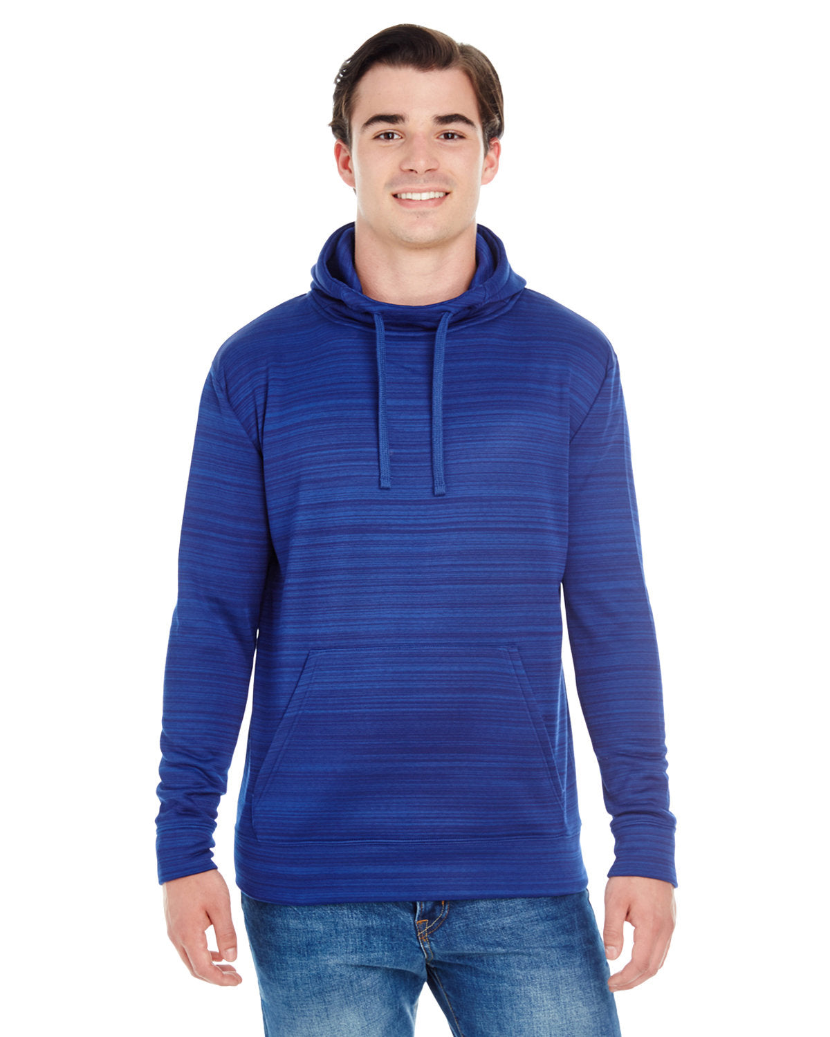 J America Adult Odyssey Striped Poly Fleece Pullover Hood J. America