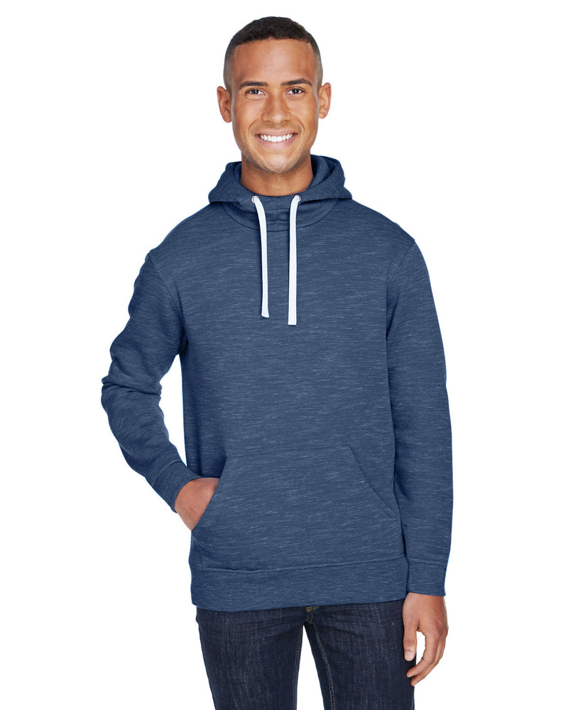 J America Adult Melange Fleece Pullover Hooded Sweatshirt