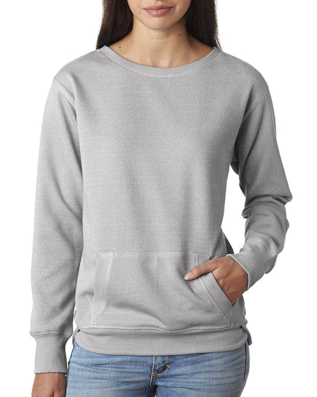 J America Ladies' Glitter French Terry Crew J. America