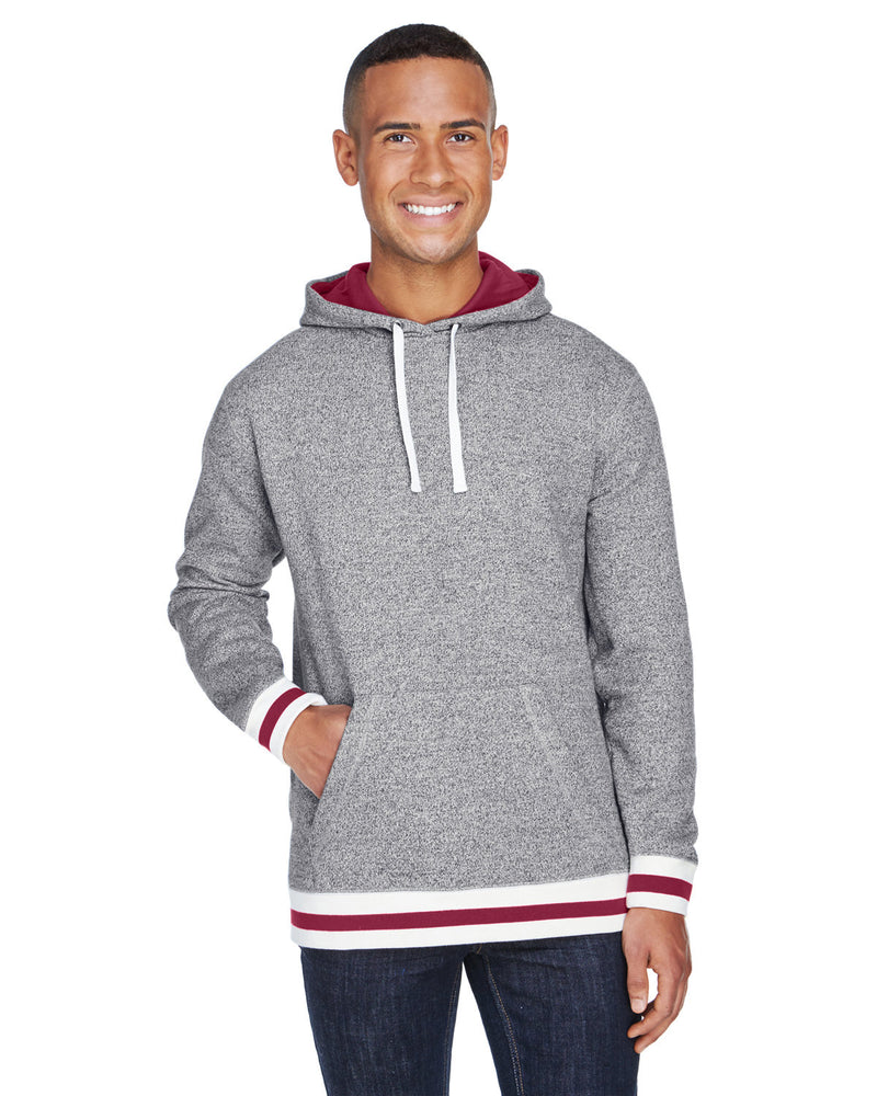 J America Adult Peppered Fleece Lapover Hooded Sweatshirt