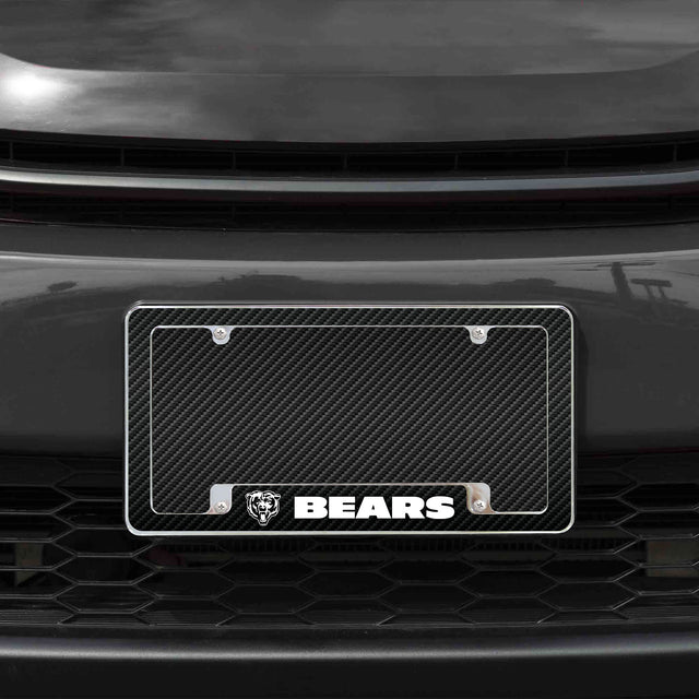 Rico Industries NFL  Chicago Bears Black 12" x 6" Chrome License Plate Frame-1