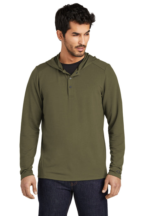 OGIO Men's Luuma Flex Hooded Henley Sweatshirt. LOG850 OGIO
