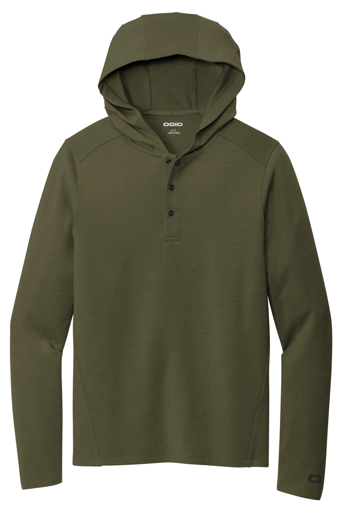 OGIO Men's Luuma Flex Hooded Henley Sweatshirt. LOG850 OGIO