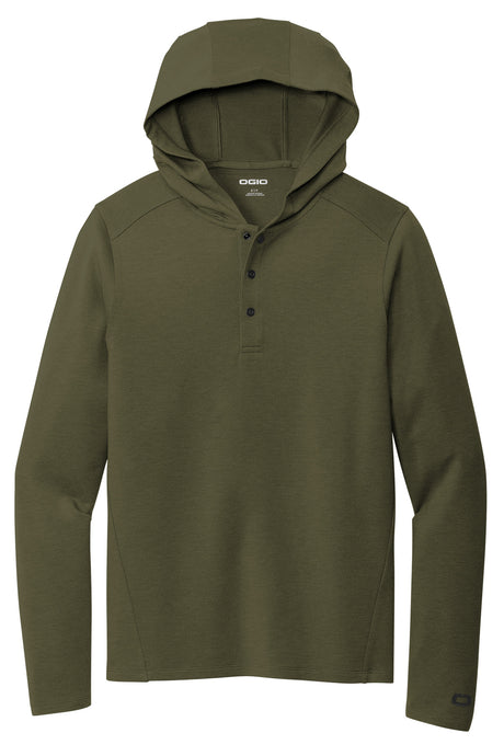 OGIO Men's Luuma Flex Hooded Henley Sweatshirt. LOG850 OGIO