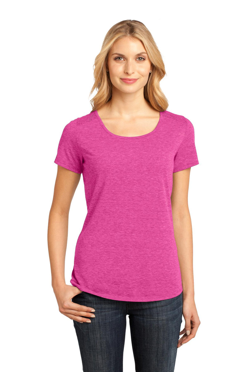 District Ladies Tri-Blend Lace Tee. DM441