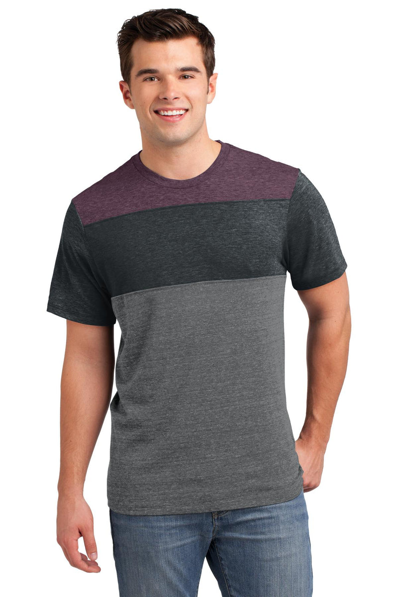 District Young Mens Tri-Blend Pieced Crewneck Tee. DT143