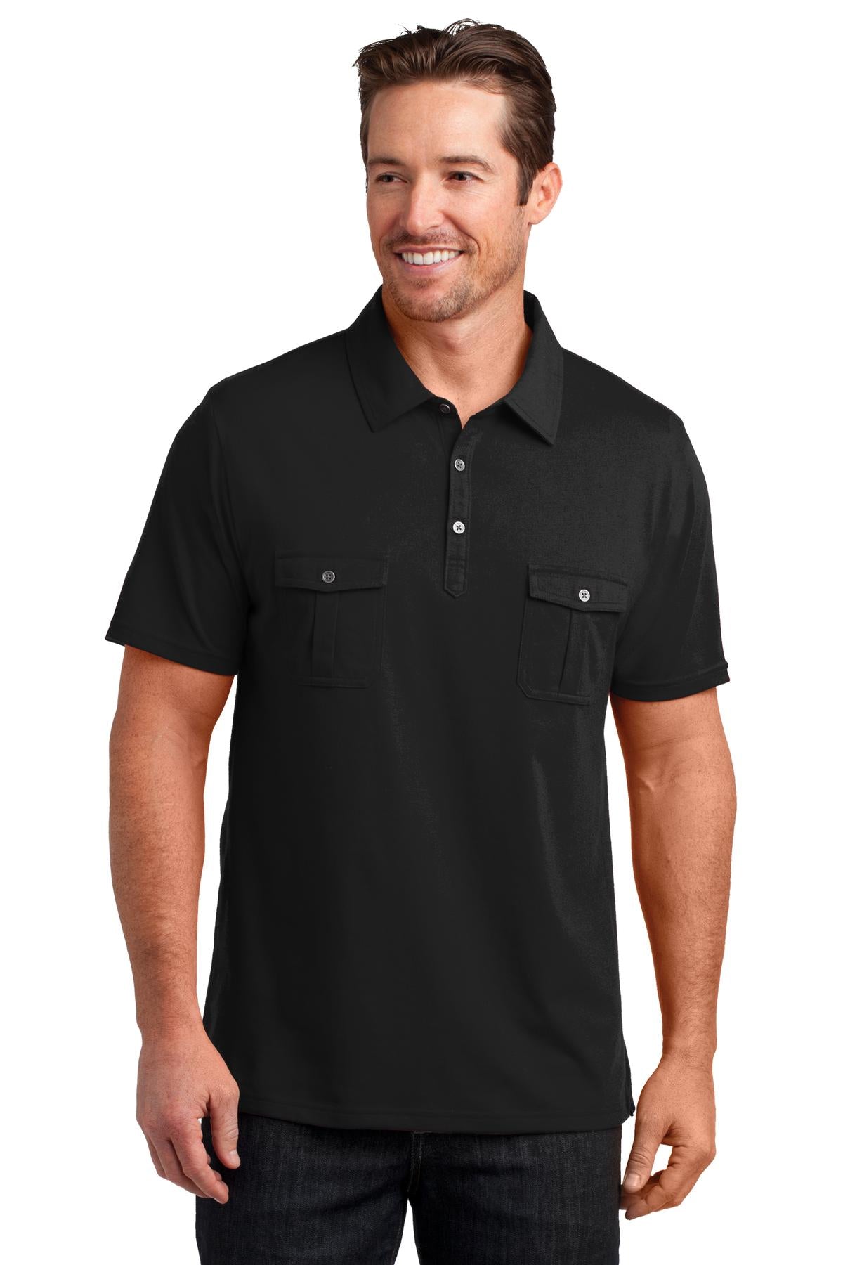 District Made Men's Double Pocket Polo. DM333 District