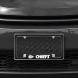Rico Industries NFL  Kansas City Chiefs Carbon Fiber 12" x 6" Chrome License Plate Frame-1