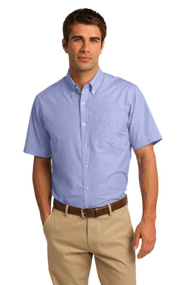 Port Authority Men's   Short Sleeve Crosshatch Easy Care Shirt