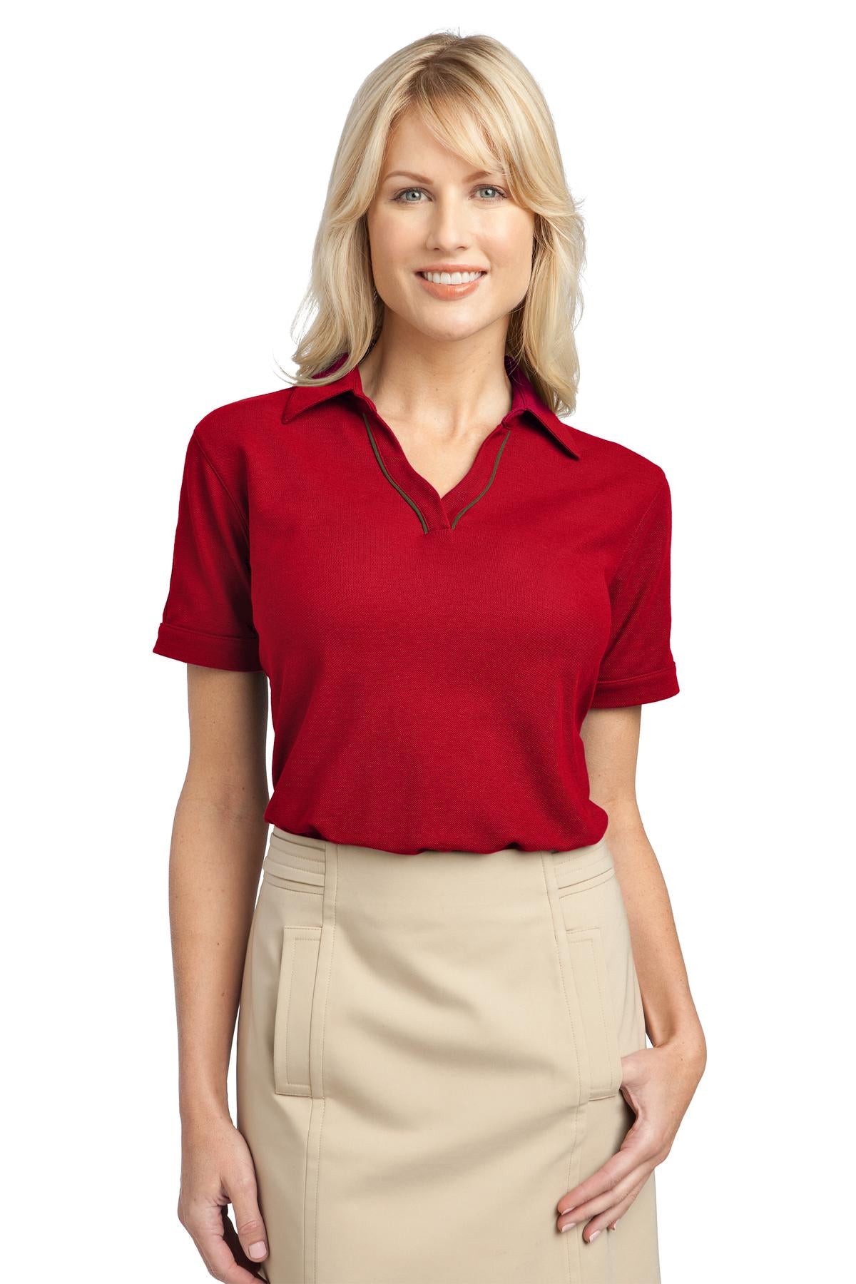 Port Authority Ladies Silk Touch Piped Polo. L502